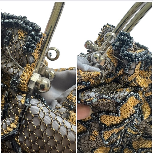 Unbranded Vintage Style Elegant Gold and Black Lace Kisslock Evening Clutch - Picture 10 of 10